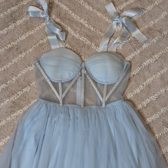 NWT - Tie Shoulder Bustier Mesh Party Dress Size Large - Picture 3 of 9